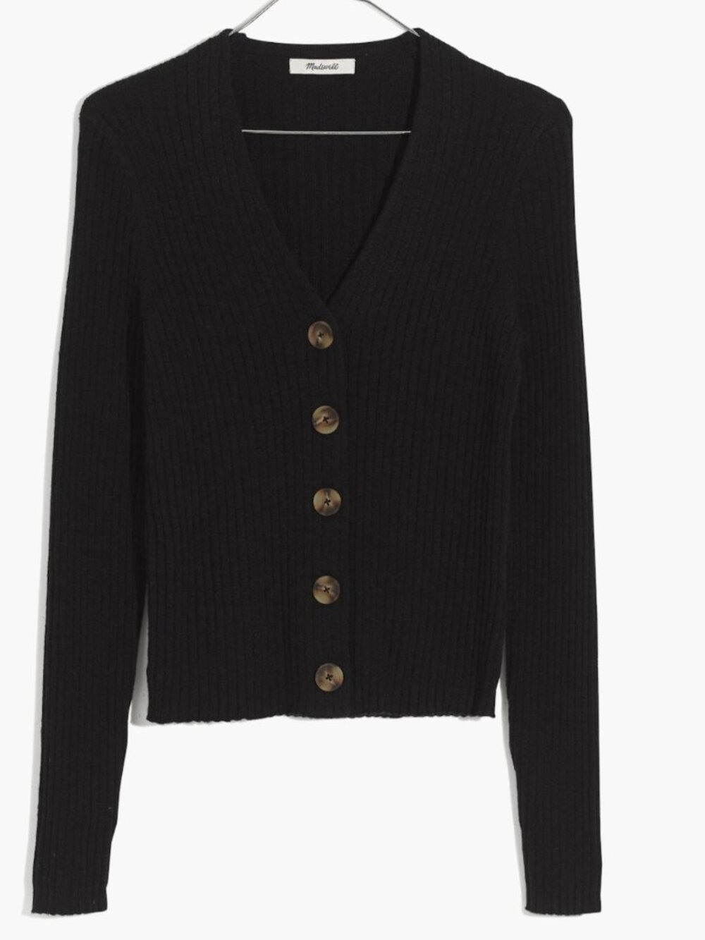 Madewell Shrunken Ribbed Cardigan Sweater (XS, Black)